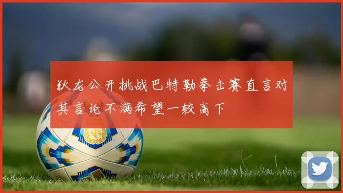 狄龙公开挑战巴特勒拳击赛直言对其言论不满希望一较高下